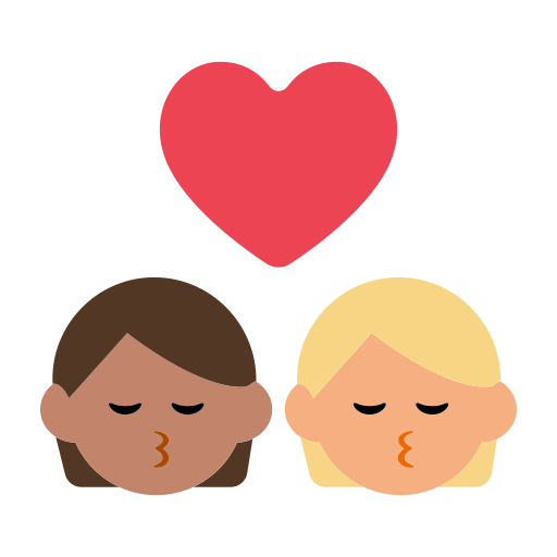 Kiss: Person, Person, Medium Skin Tone, Medium-Light Skin Tone