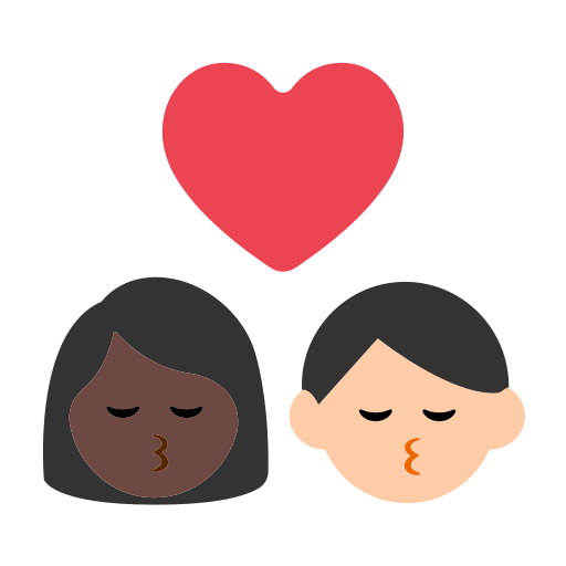 Kiss: Woman, Man, Dark Skin Tone, Light Skin Tone