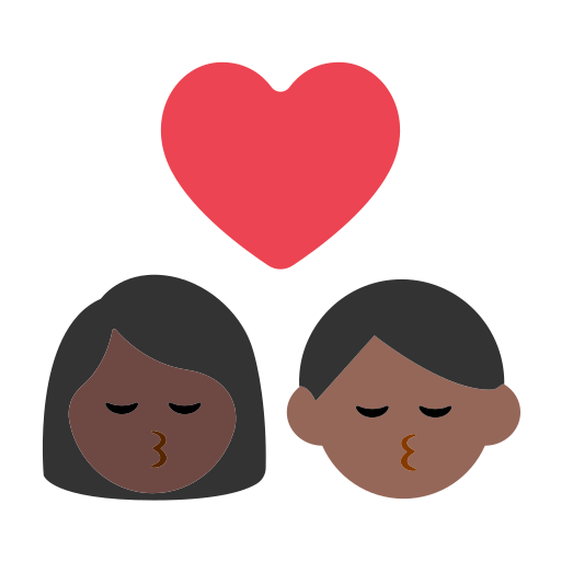 Kiss: Woman, Man, Dark Skin Tone, Medium-Dark Skin Tone
