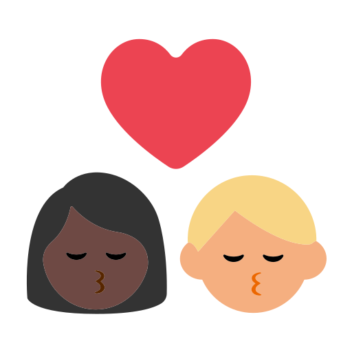 Kiss: Woman, Man, Dark Skin Tone, Medium-Light Skin Tone