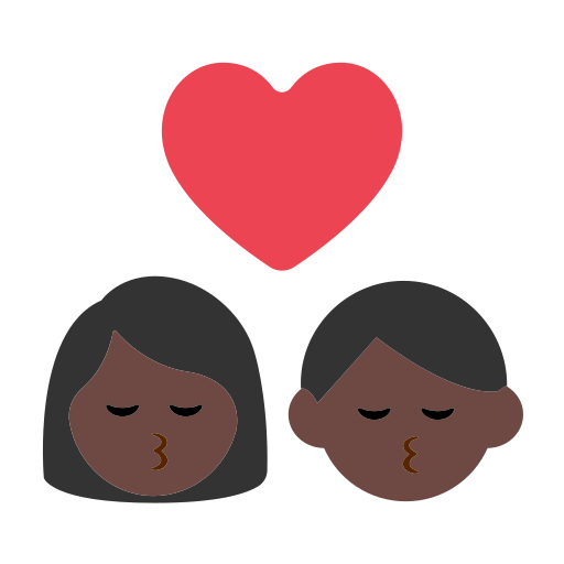 Kiss: Woman, Man, Dark Skin Tone