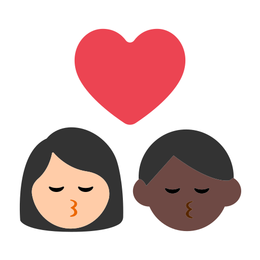 Kiss: Woman, Man, Light Skin Tone, Dark Skin Tone