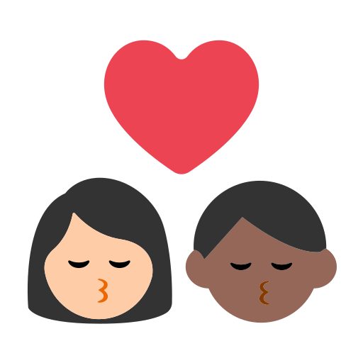 Kiss: Woman, Man, Light Skin Tone, Medium-Dark Skin Tone