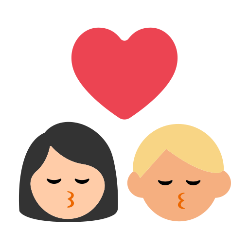 Kiss: Woman, Man, Light Skin Tone, Medium-Light Skin Tone