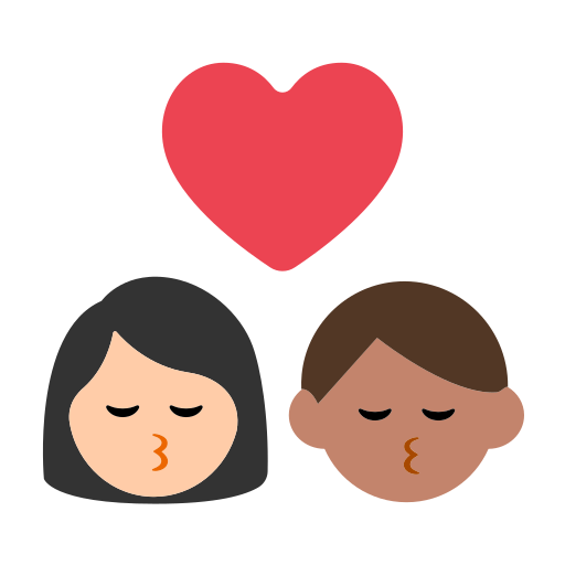 Kiss: Woman, Man, Light Skin Tone, Medium Skin Tone