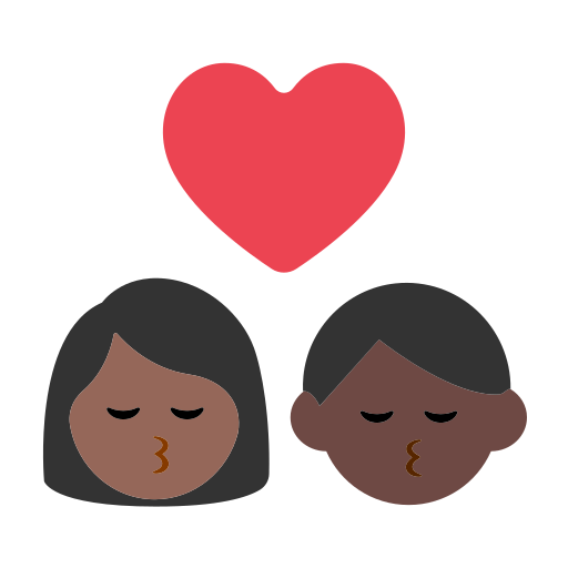 Kiss: Woman, Man, Medium-Dark Skin Tone, Dark Skin Tone
