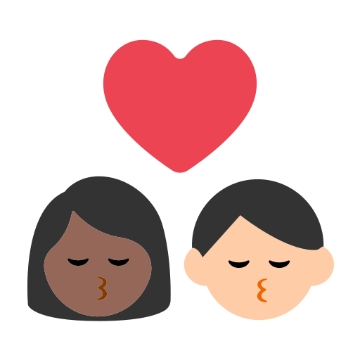 Kiss: Woman, Man, Medium-Dark Skin Tone, Light Skin Tone