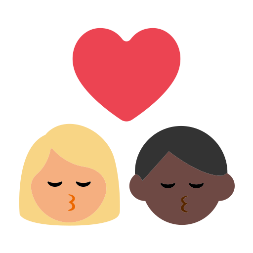Kiss: Woman, Man, Medium-Light Skin Tone, Dark Skin Tone