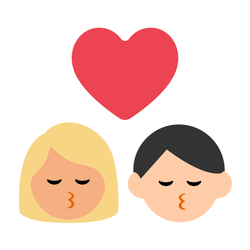 Kiss: Woman, Man, Medium-Light Skin Tone, Light Skin Tone