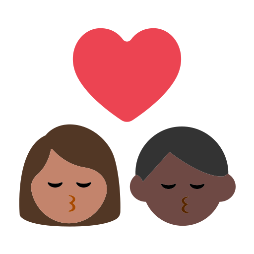 Kiss: Woman, Man, Medium Skin Tone, Dark Skin Tone