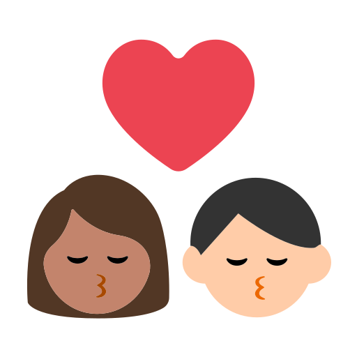 Kiss: Woman, Man, Medium Skin Tone, Light Skin Tone
