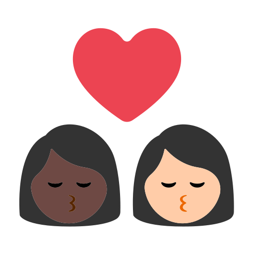 Kiss: Woman, Woman, Dark Skin Tone, Light Skin Tone