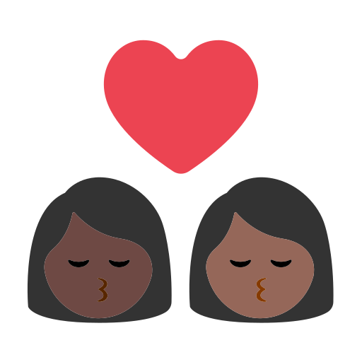 Kiss: Woman, Woman, Dark Skin Tone, Medium-Dark Skin Tone