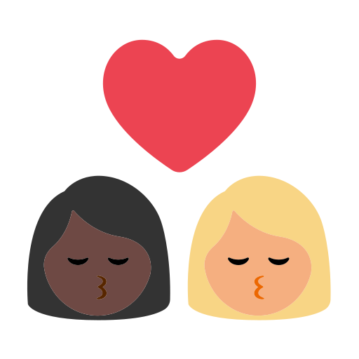 Kiss: Woman, Woman, Dark Skin Tone, Medium-Light Skin Tone
