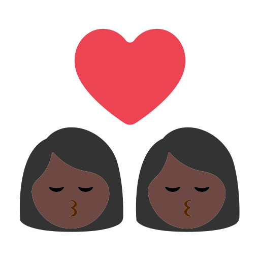 Kiss: Woman, Woman, Dark Skin Tone
