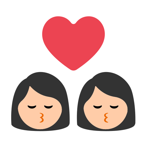 Kiss: Woman, Woman, Light Skin Tone