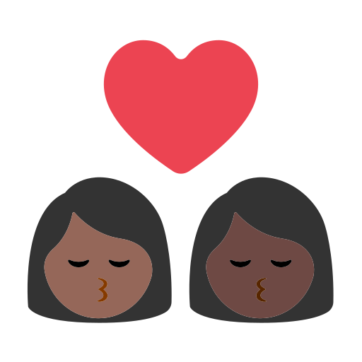 Kiss: Woman, Woman, Medium-Dark Skin Tone, Dark Skin Tone