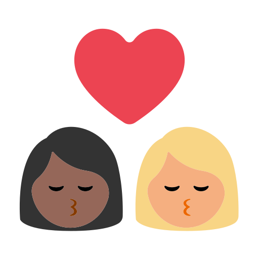 Kiss: Woman, Woman, Medium-Dark Skin Tone, Medium-Light Skin Tone