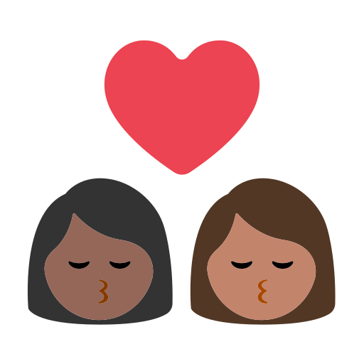 Kiss: Woman, Woman, Medium-Dark Skin Tone, Medium Skin Tone