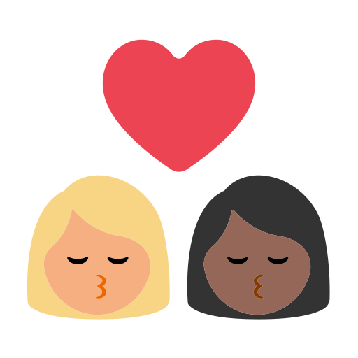 Kiss: Woman, Woman, Medium-Light Skin Tone, Medium-Dark Skin Tone