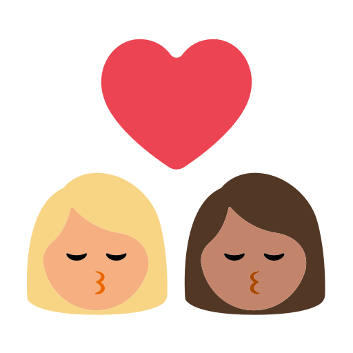 Kiss: Woman, Woman, Medium-Light Skin Tone, Medium Skin Tone
