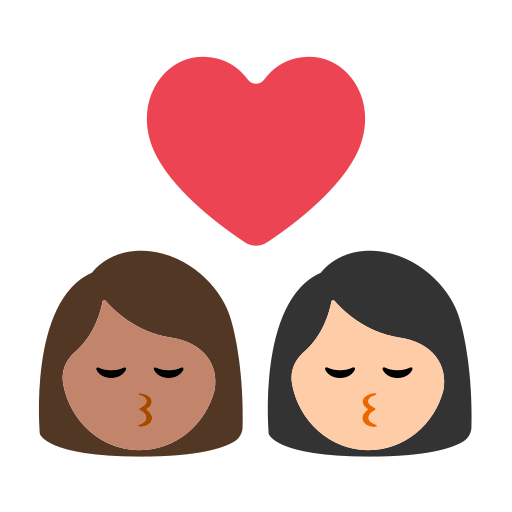 Kiss: Woman, Woman, Medium Skin Tone, Light Skin Tone