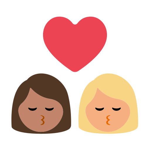Kiss: Woman, Woman, Medium Skin Tone, Medium-Light Skin Tone