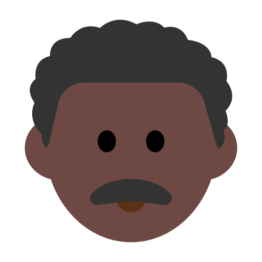 Man: Dark Skin Tone, Curly Hair