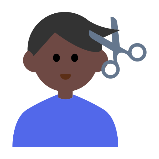 Man Getting Haircut: Dark Skin Tone