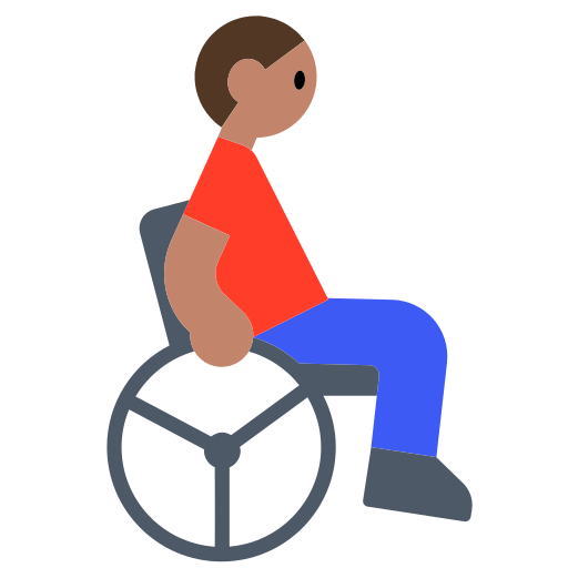 Man in Manual Wheelchair: Medium Skin Tone