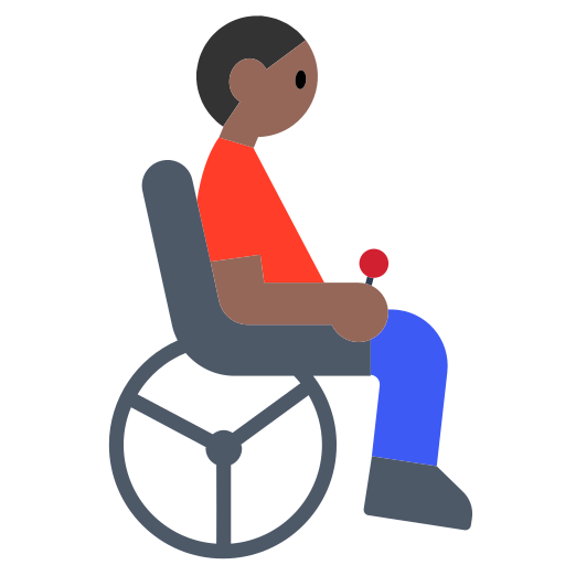 Man in Motorized Wheelchair: Medium-Dark Skin Tone