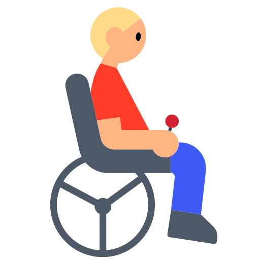Man in Motorized Wheelchair: Medium-Light Skin Tone