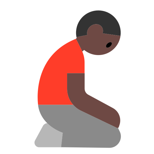 Man Kneeling: Dark Skin Tone