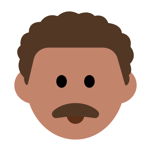 Man: Medium Skin Tone, Curly Hair