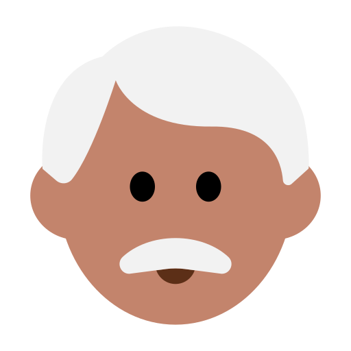 Man: Medium Skin Tone, White Hair