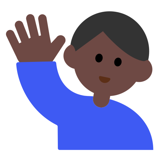Man Raising Hand: Dark Skin Tone