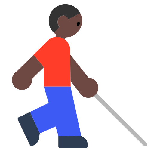 Man with White Cane: Dark Skin Tone