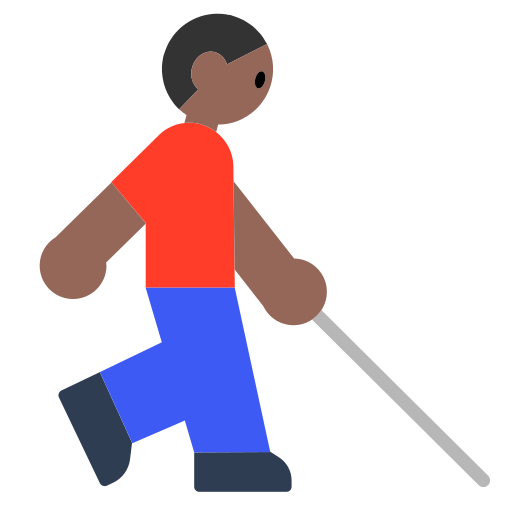Man with White Cane: Medium-Dark Skin Tone