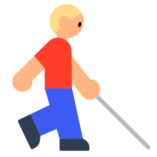 Man with White Cane: Medium-Light Skin Tone