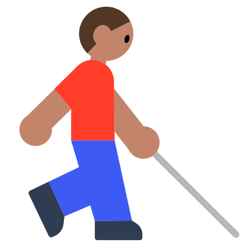 Man with White Cane: Medium Skin Tone