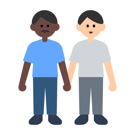 Men Holding Hands: Dark Skin Tone, Light Skin Tone