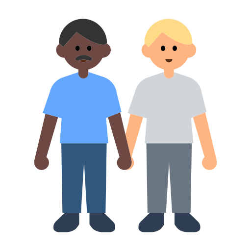Men Holding Hands: Dark Skin Tone, Medium-Light Skin Tone