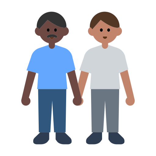 Men Holding Hands: Dark Skin Tone, Medium Skin Tone