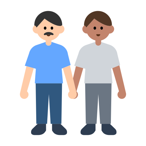 Men Holding Hands: Light Skin Tone, Medium Skin Tone
