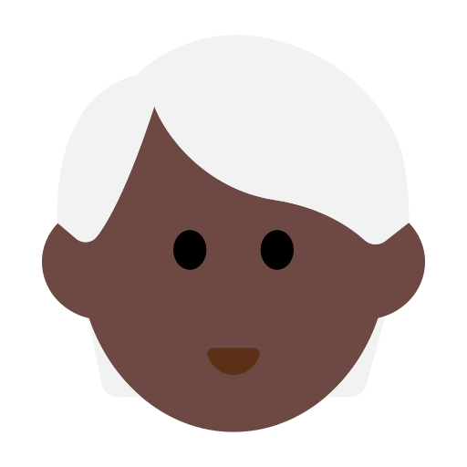 Person: Dark Skin Tone, White Hair