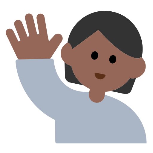 Person Raising Hand: Medium-Dark Skin Tone