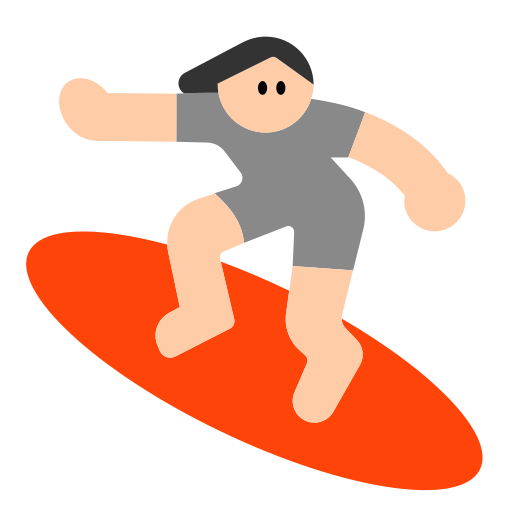 Person Surfing: Light Skin Tone