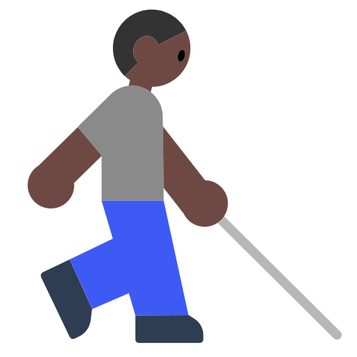 Person with White Cane: Dark Skin Tone