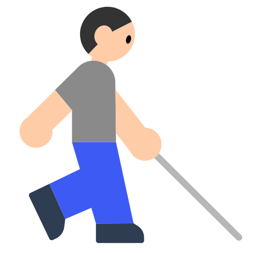 Person with White Cane: Light Skin Tone