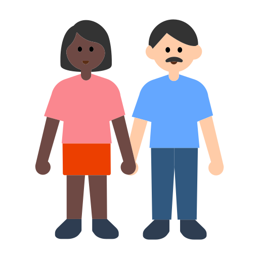 Woman and Man Holding Hands: Dark Skin Tone, Light Skin Tone